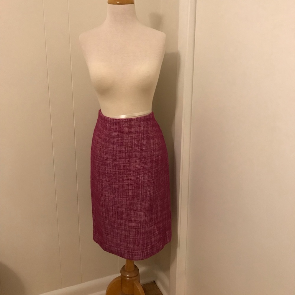 Pink tweed Talbots pencil skirt 10 NWT